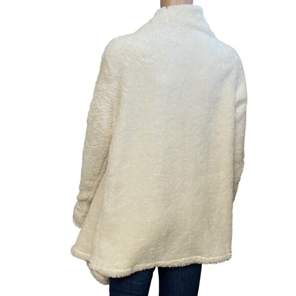Bobeau Faux Fur Draped Cardigan Medium Cozy Casual Loungewear Snap Asymmetrical - Picture 4 of 9